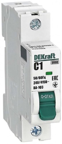 Выключатель автоматический DEKraft ВА-103 1п 1А C 6кА картинка